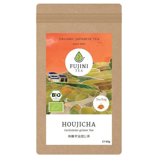 Organic Houjicha tea (roasted green tea) in a tea bag, from Fujini Tea, from Japan, 60g 